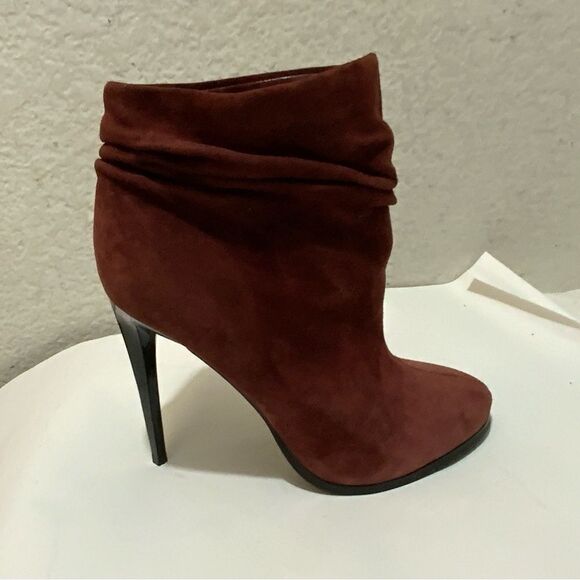 Aldo Booties Heel Pull On Scrunch Burgundy Suede Womens US 9 - Picture 1 of 16